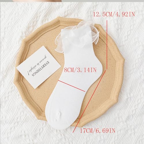 Image of Women Ankle Socks - Frilly Ruffle Socks, Comfortable & Cute, Perfect for Dresses & Fashion