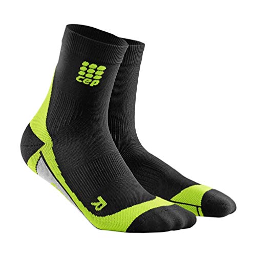 CEP Men's Dynamic+ Compression Run Socks, Black/Green, Size V (Ankle Circumference: 10.5-11.5-Inch)