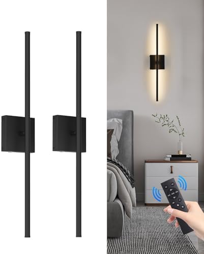 Battery Operated Wall Sconce Set of 2, Dimmable Battery Wall Scon...