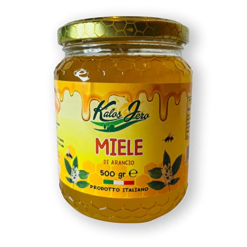 Miele di Arancio 100% Naturale 500g - Prodotto Artigianale Calabrese Alta Qualità dal Gusto Intenso, Senza Additivi né Conservanti, Made in Italy – Kalos Jero