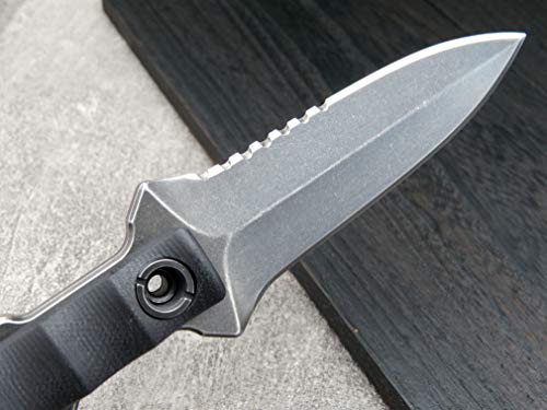 Ccanku C1290 Fixed Blade Marine Corp Serrated Knife 8 Inch D2 Blade Steel & G10 Handle For Outdoor Survival, Camping, Bushcraft And Hunting, K Sheath-Black #TOP3