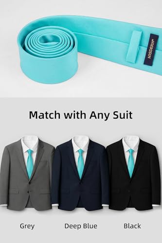 Image of HISDERN Mens Ties Solid Color Ties for Men Formal Necktie with Pocket Square Set Satin Silk Neck Tie Handkerchiefs Set