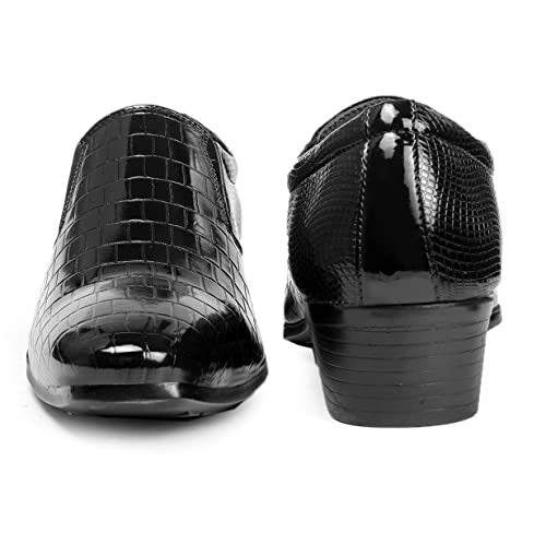 Image of BXXY Men's 2 inch Height Increasing Patent Material Casual Formal Moaccasion Slip-On Shoes with Pu Sole.