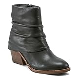 Earth Footwear, Savvy Blocked heel Ruched Casual Booties, Black 002, 8 M