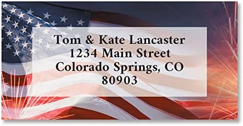 Patriotic American Celebration Personalized Return Address Labels – Set of 144, Large, Self-Adhesive, Flat-Sheet Labels, by Colorful Images