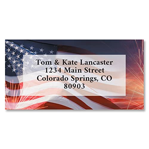 Colorful Images Patriotic American Celebration Return Address Mailing Labels, Personalized in the USA With Names & Addresses, Set of 144 Self Adhesive, Easy Peel Flat Label Sheets, 1¼” x 2¼”, 1 Design