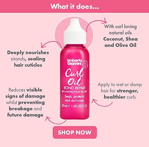 Umberto Giannini Curl Oil Bond Repair - Defrizz and Repair Hair Oil for Waves, Curls and Coils. Vegan and Cruelty Free 50ml - Image 3