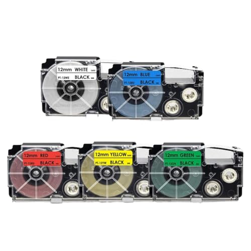 3PK 5PK ���n�ɍ� 12mm ���x���e�[�v XR-12WE KL60 KL100 KL-750 KL-120 KL-820 EZ ���x�����[�J�[�̕��i�ԍ� XR-12WE �̃v�����^���Օi�ƌ݊���������܂�(5PK Mixed Color)