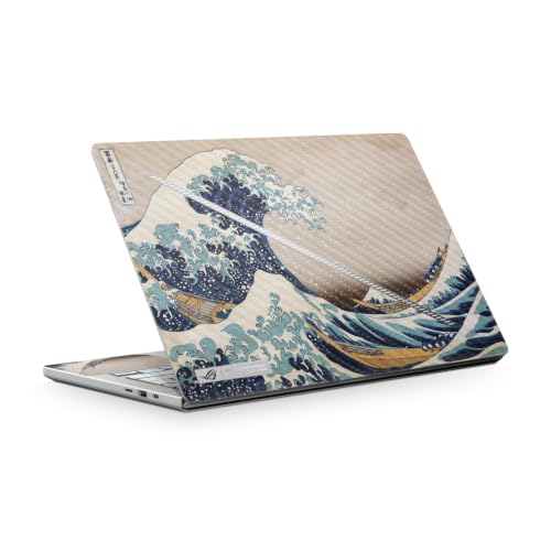 Carbon Fiber Laptop Skin Compatible with Asus ROG Zephyrus G14 (2025) - Great Wave of Kanagawa - Premium 3M Vinyl Protective Wrap Decal Cover - Easy to Apply | Crafted in the USA by MightySkins