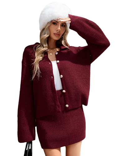 BreathSunny Women's Ribbed Knit Dress Sets Button...