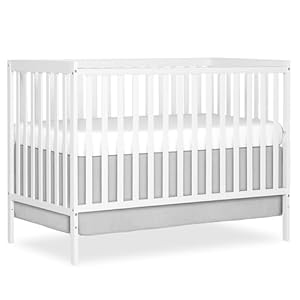 Dream On Me Synergy 5-in-1 Convertible Full-Size Baby Crib with Toddler, Day & Full Bed Conversion in White, GreenGuard Gold & BSA, 3 Mattress Heights, Sustainable Pinewood