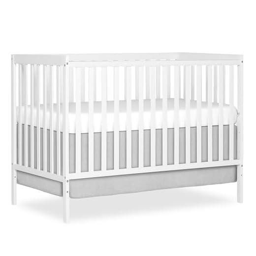 Dream On Me Synergy 5-in-1 Convertible Full-Size Baby Crib with Toddler, Day & Full Bed Conversion in White, GreenGuard Gold & JPMA, 3 Mattress Heights, Sustainable Pinewood