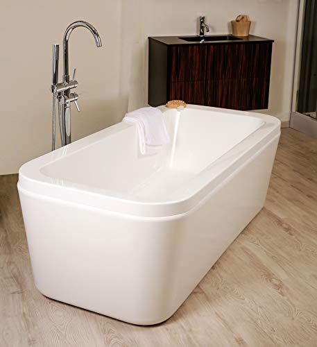 ONDÉE - Bañera BATZ - bañera exenta con panel desmontable - 180x80cm - Fondo antideslizante - Capacidad 300L - Desagüe completo de latón - Válvula - tapón de acero inoxidable - Tubería ABS