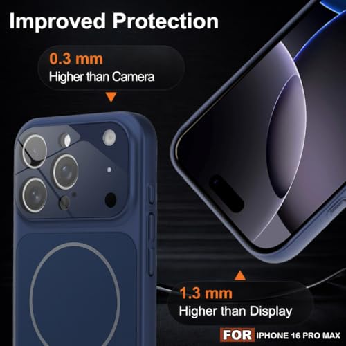 Image of SHINESTAR iPhone 16 Pro Max Case - Premium Shockproof Protective Cover, Wireless Charging Compatible, Slim & Durable Luxury Back Cover with Camera Protection (Blue)
