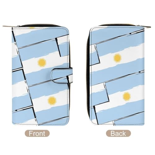Rgentinian Flag Fashion Women's Wallet RFID Blocking Bifold Clutch Purse Compact Card Holder 19.7x11x3.5cm3