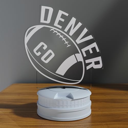 Image of CLORURBANLIVE 3D Football Denver Night Light 3D Illusion Lamp with Remote Control 16 Color Options Sports Decor Lighting for Fans - Multicoloured OneSize