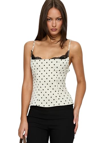 Princess Polly Renaissance Corset Lace Top White Polka