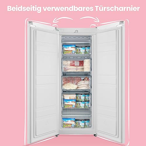 Comfee RCU160WH2(E) Gefrierschrank/142cm hoch/160L Gefrierteil/183 kWh/Jahr/Türanschlag wechselbar/Hochwertiger GMCC-Kompressor/Temperaturregelung/Verstellbare Standfüße/Weiß
