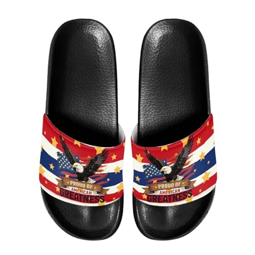 Image of 250 Anniversary USA Flag Pool Sandals Women Lightweight Eagle Sandals for Women Size 7 Quick-Dry Womens Open Toe Slides for Beach