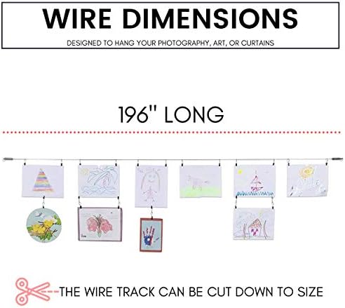 UrbanRed Wall Mount Curtain Wire Rod Set for Art Display, 5 Meters, Stainless Steel Photo Hanging Wire Clothesline Wire Window Curtain Tension Wire Multi-Purpose Crafts Organizer