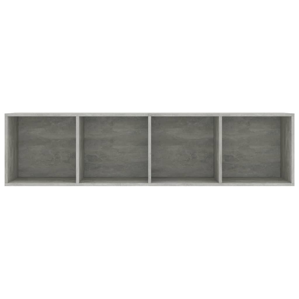 Biblioteka 4 przegródki drewniane Ingenierie Grey Beton 143x30x36 cm | Uniwersalna półka ścienna, przechowywanie książek DVD, łatwe do czyszczenia, montaż w zestawie