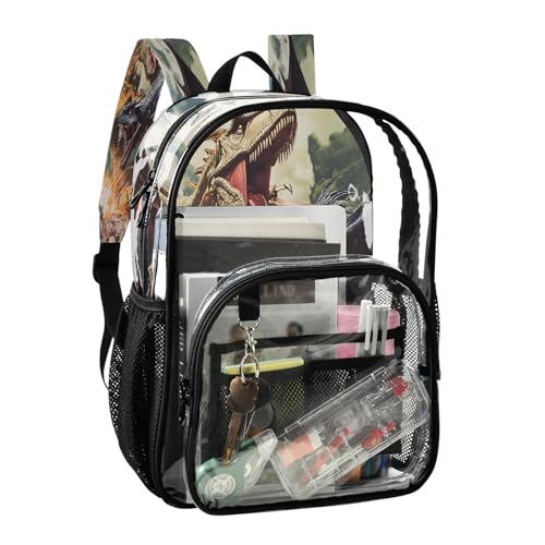 Dinosaur Fire Clear Backpack Heavy Duty See Through Transparent PVC BookBag for Kids Boy Girl School Work2