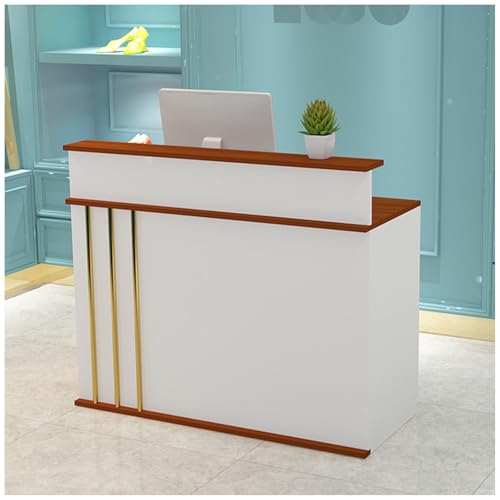 Moderno escritorio de recepción en forma de L, elegante mobiliario de oficina para pago y punto de venta, ideal para entradas, peluquerías y zonas de espera, iones: 4,9 x 50 x 100 cm