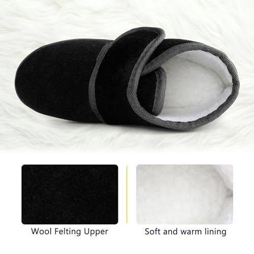 Women's Adjustable Hook & Loop House Boots Slippers With Furry Memory Foam Warm Winter Shoes Indoor Outdoor Diabetic Swollen Feet Slippers2
