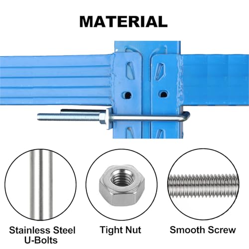 Image of 4 PCS M8 Square U Bolts, 304 Stainless Steel U Bolts, with Nuts, Bolt Plate with Wrench - for Pipe, Automotive, Woodworking, Industrial Use (M8 x 65mm x 80mm)