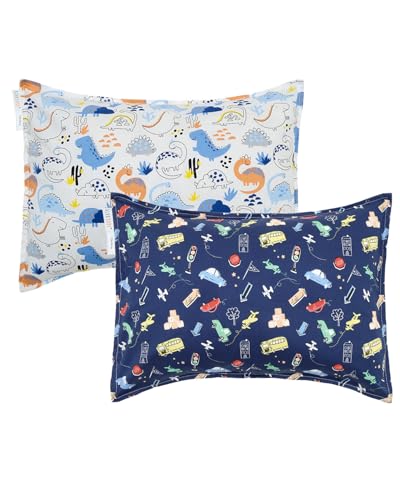 Image of ALVABABY Toddler Pillowcases 2 Pack Organic Cotton Fit 13 inchx 18 inch or 12 inchx16 inch Kids Pillow Cover Envelope for Girl Boy Travel(Pillowcase Only)