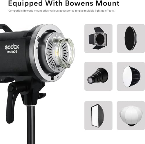 Ficha técnica Godox Fotografía de luz estroboscópica MS300-V 300 W con lámpara de modelado LED mejorada, sistema X inalámbrico de 2.4 G, soporte Bowens, flash estroboscópico, ideal para fotografía, publicidad y deber ser - Fernando Cortés