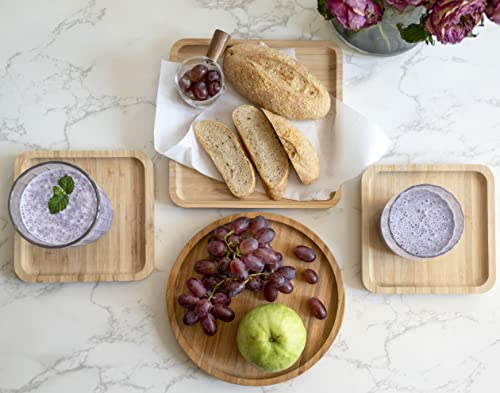 4 Pieces Natural Bamboo Serving Plant Saucer, Round Bamboo Plant Tray For Indoor And Outdoor Various Plants #TOP4