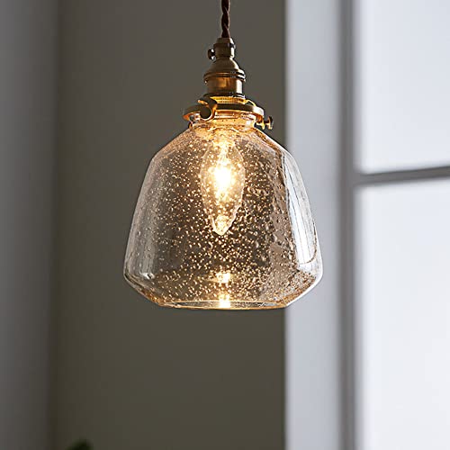 Suspension de salle à manger industrielle en verre à bulles d'artisanat contemporain