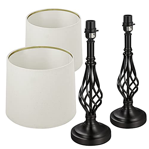 Tpamswo Retro Traditional Table Lamps Set Of 2, Spiral Cage Design Black 24" Bedside Lamp, For Bedroom Living Room Home Office Desk Nightstand Table Lamp #TOP1