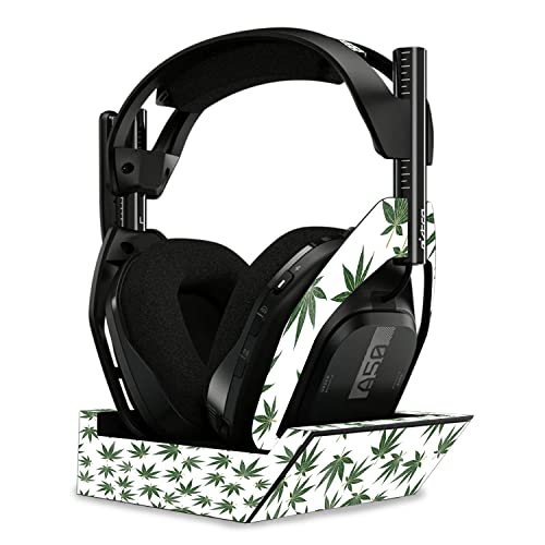 Image of MightySkins Glossy Glitter Skin Compatible with Astro A50 Wireless Headphones + Base Station (Gen 4) - Pot Leaves Green | Protective, Durable High-Gloss Glitter Finish | Easy to Apply