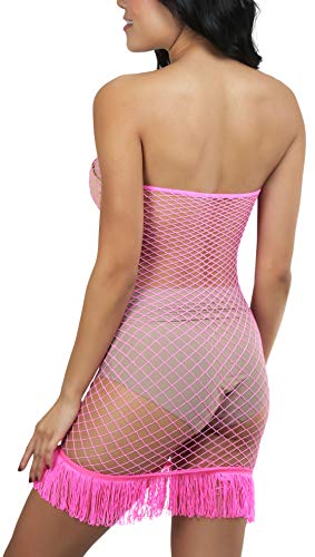 Image of ToBeInStyle Women's Stretch See Through Fishnet Novelty Mini Rave Party Dress