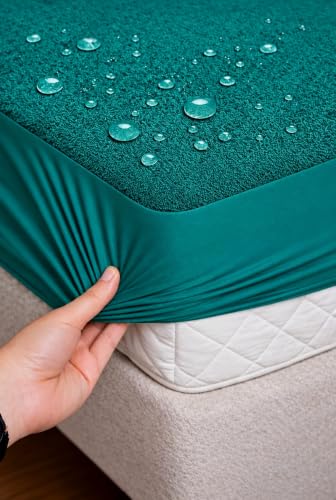 Image of Waterproof Mattress Protector 48x72 inch (4x6ft) | Elastic Fitted Bedsheet | Soft & Durable Gadda Cover Dustproof By Bharat Griha BG16 (Green, Single 48x72 inch (4x6ft), Mattress Cover)