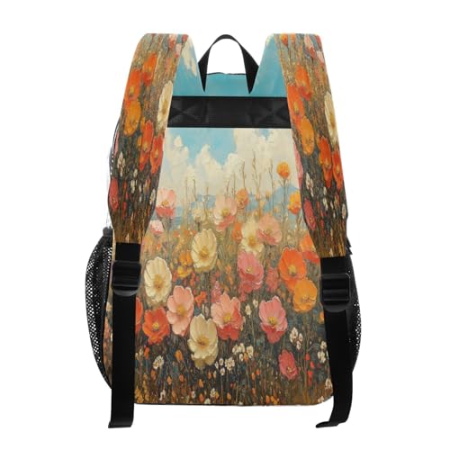 Wild Flowers Oil Painting Clear Backpack - Stadium Approved Large 15.7-inch Waterproof Transparent Bag for Sports, Concerts, Work, Travel#2333