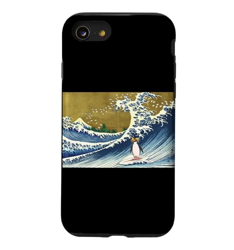 Retro Vintage Surfing A Great Wave Macaroni Penguin Lover �X�}�z�P�[�X iPhone SE (2020) / 7 / 8 �p