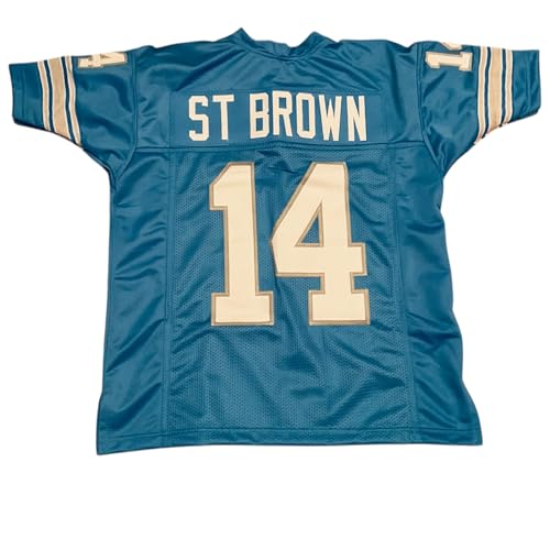 Amon-Ra St. Brown Burgundy Jersey Stitched Custom Football New No Brand/Logos Big Youth Sizes (US, Alpha, X-Large, Regular, Blue)