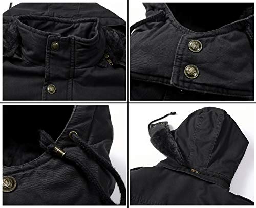 Image of Men's Winter Thicken Coat Casual Military Parka Jacket with Removable Hood