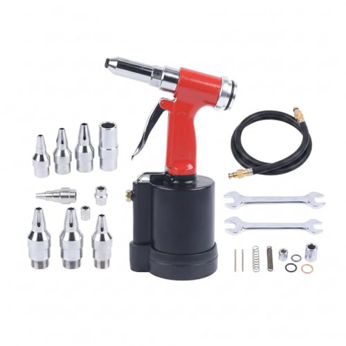 Air Rivet Gun Pneumatic Hydraulic Riveter Tool 1300KGF Pneumatic Rivet Gun Air Powered for 1/8 5/32 3/16 1/4 Sizes