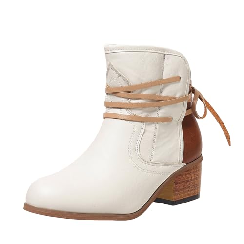 Bottines à talons bas Unifizz pour marcher en ville, bottes courtes blanches décontractées