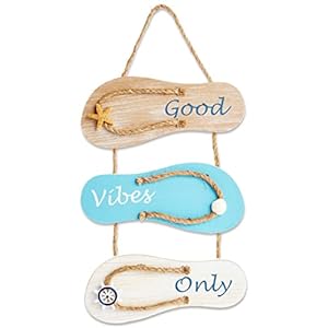 Juvale Good Vibes Only Sign Wooden Flip Flop Beach Decor, Nautical-Inspired Hanging Sign for Homes, Summer Displays, Ocean-Themed Residences, Vacation Properties, Office Spaces (9x12 in) Juvale Good Vibes Only Sign Wooden Flip Flop Beach Decor Nautical Inspired Hanging Sign for Homes Summer Displays Ocean Themed Residences Vacation Properties Office Spaces 9×12 in
