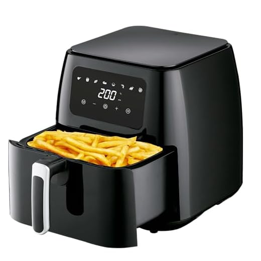 Freidora de Aire Freidora sin Aceite 8 Litros Dietética y Digital, Panel Táctil, Acabados en Acero Inox, 8 programas, temporizador (8 Litros 1700 W)