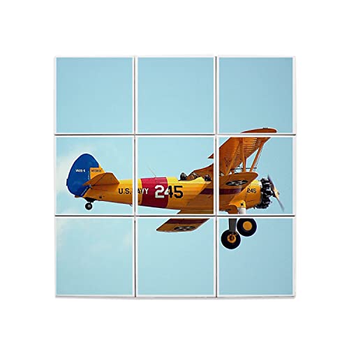 Carreaux Céramique Décoratif Avion Biplan US Navy pour Fresque Murale Salon 60x60 cm