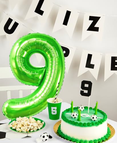Image of 40 Inch Green Number 6 Balloon, 6th Birthday Decoration Boys Girls