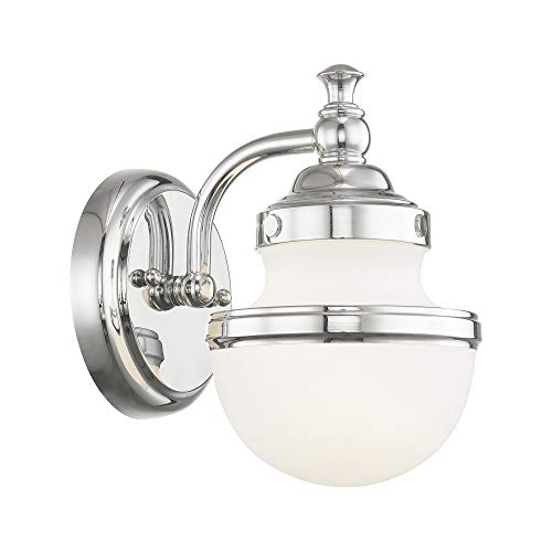 Image of Livex 5711-05 Transitional One Light Bath Vanity from Oldwick Collection Finish, Polished Chrome