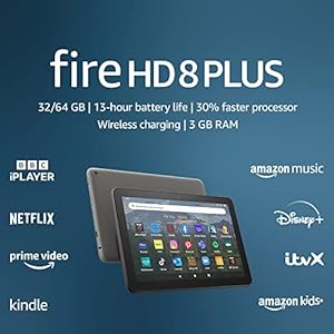 All-new Fire HD 8 Plus tablet | 8-inch HD display, 32 GB, 30% faster processor, 3 GB RAM, wireless charging, 2022…