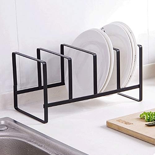 Kitchen Organizer Pot Lid Rack Stainless Steel Spoon Pot Lid Shelf Cooking Dish Rack Pan Cover Stand Kitchen/White (Black)